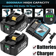 2PACK For Makita 18Volt 8.0Ah Li-Ion Battery BL1860B BL1830 BL1850 and Charger