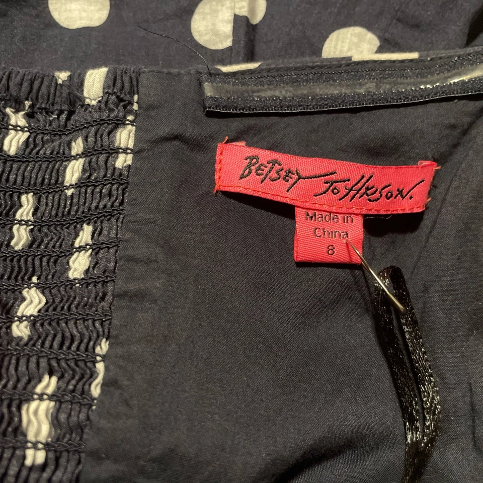 Vestido Halter De Colección Betsey Johnson Azul Marino Blanco Lunares Talla 8 M Acampanado y Clásico Foto 4 de 4