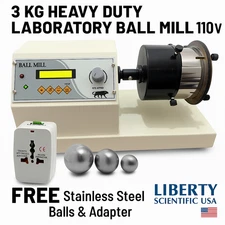 3 KG Heavy Duty  Laboratory Ball Mill (110 v) | Digital RPM Timer | Grinding USA