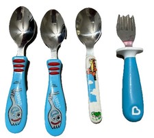 Lot Of 3 Kids Spoons And 1 Fork, 2 Forky, 1 Tigger And 1 White Heart