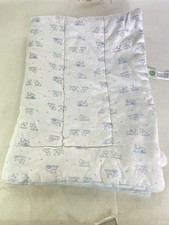 Little Me Puppy Dog White Light Blue Cotton Baby Blanket Boys Striped Back