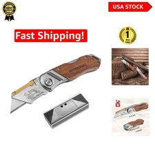 Compact Utility Knife with Heavy-Duty Rosewood Grip & Quick-Change Feature
