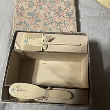 Vintage Celluloid Baby Girl Brush  Comb Set Floral 1950's