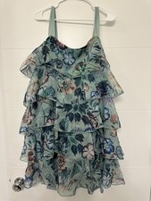 BHLDN Anthropologie Emme Bow-Strap Tiered Organza Mini Dress Size XL