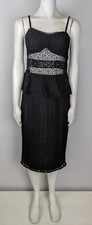 Marciano Guess Women's Dress Size 42 Black Lace Midi Sheath Peplum