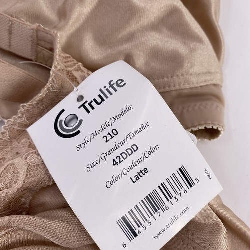 42DDD Trulife Coolmax Masectomy Bras Latte Beige Pockets WireFree Lace Style 210 - Picture 4 of 13