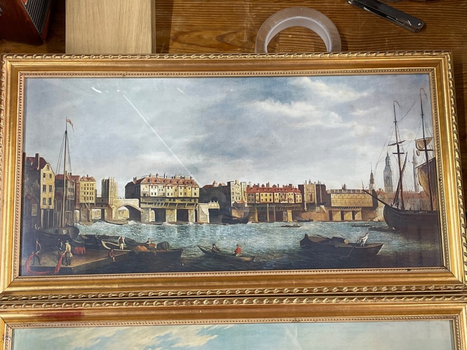 London Scenes Samuel Scott Gilt Framed Prints London Bridge and Fleet