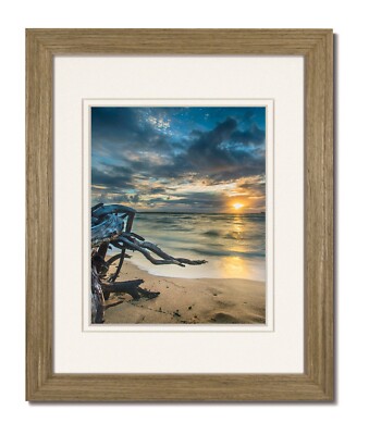 11X14 Driftwood Coastal Wood (Wide) Frame with Double White Mat