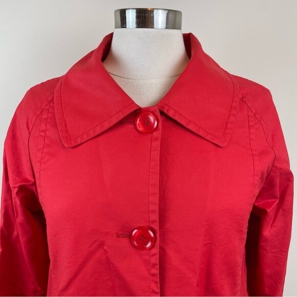 Pendleton Solid Red Polka Dot Lining Collared But… - image 4