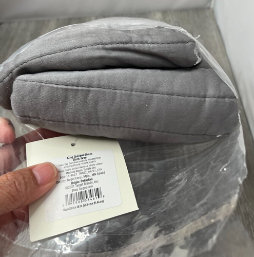 Threshold Cotton Sateen Quilted Sham, Dark Gray King Size - Picture 5 of 6