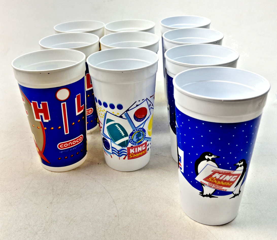 king soopers cigarettes 1980s - 1990s Conoco & King Soopers 32oz Collectible Plastic Cups - Lot of  10