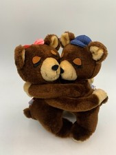 DAKIN Vintage 1977 HUGGING BEARS Pink Bow Girl Blue Hat Boy 9" Clippings Plush