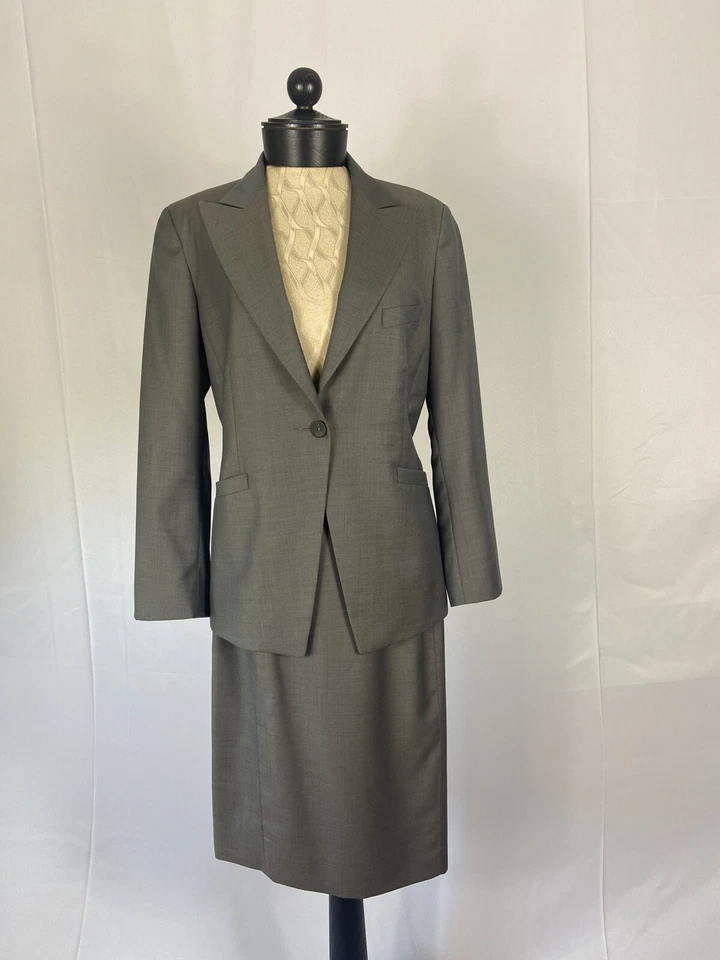 Conjunto de falda hasta la rodilla de lana verde claro talla 8 Zanella para mujer Foto 2 de 4