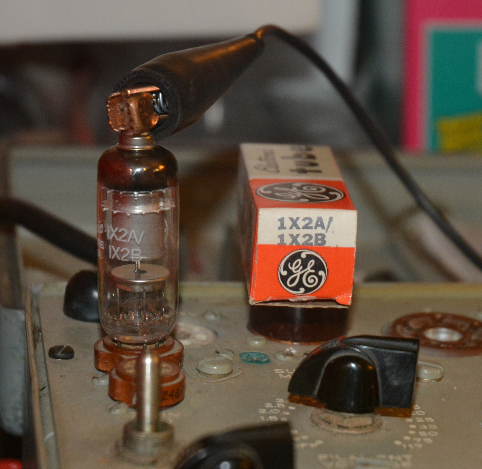 GE 1X2A Vacuum Tube NOS - Tested Good on TV-7D/U Tester