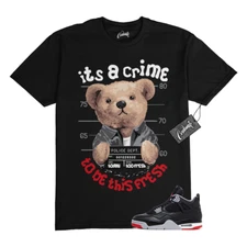4 Bred Reimagined Black Cement Grey Varsity Red Summit White T Shirt Match CRIME