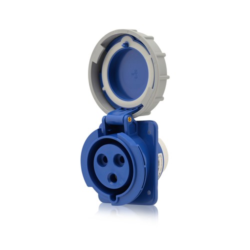 CEE Steckdose Starkstrom Dose Schräg 3-polig (2P+E) Blau IP67 32A 230V 6h - Bild 4 von 6