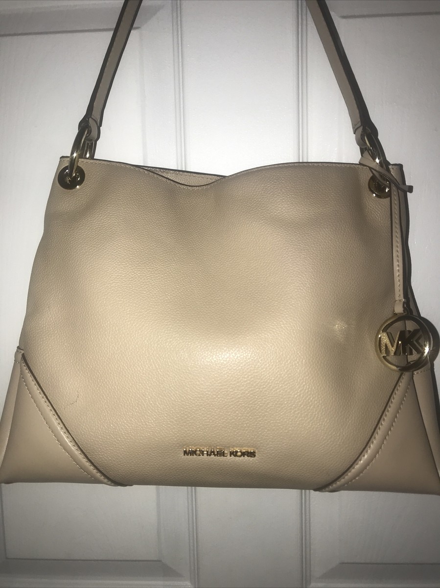 Michael Kors Nicole Mid-Shoulder Bag - Bisque Tan | eBay