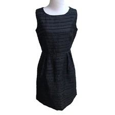 Cynthia Rowley Women's Size 6 Sheath Dress Sparkles Sleeveless Black Striped