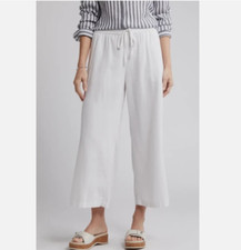 Caslon Drawstring Wide Leg Linen Blend Pants - White Size Small