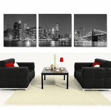 NYC Skyline/MANHATTAN ready to hang framed canvas wall art/better than stretched