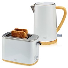 Toaster 2 Scheiben Weiß mit Holzoptik, optio...