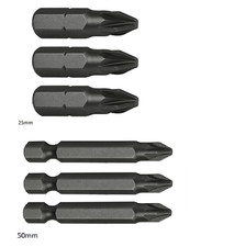 Faithfull Pozi S2 Grade Steel Screwdriver Bits 25mm 50mm Pack of 3 PZ1 PZ2 PZ3
