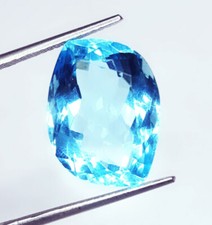 Pierre précieuse en vrac certifiée 11,12 ct aigue-marine bleue brésilienne fa...