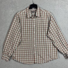 Eddie Bauer Shirt Mens 2XL Green Orange Plaid Long Sleeve Classic Fit Button Up