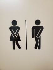 Bathroom funny vinyl decal bathroom door glass door. Bathroom sign sticker.