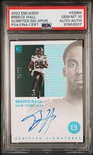 2022 Encased BREECE HALL RC Rookie Sapphire On Card AUTO  /50 PSA 10 Gem Mint