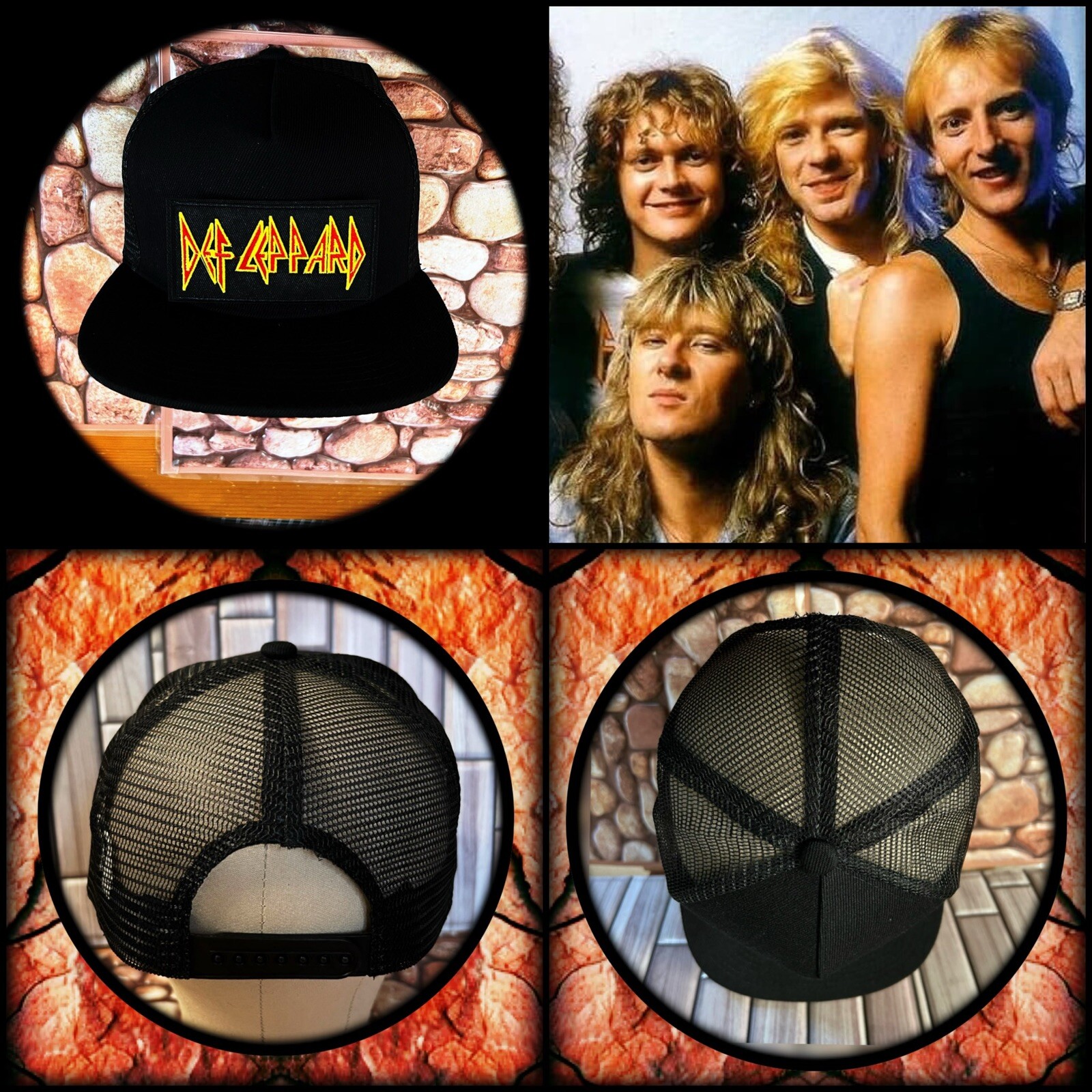 Def Leppard Trucker Snapback Hat in Black