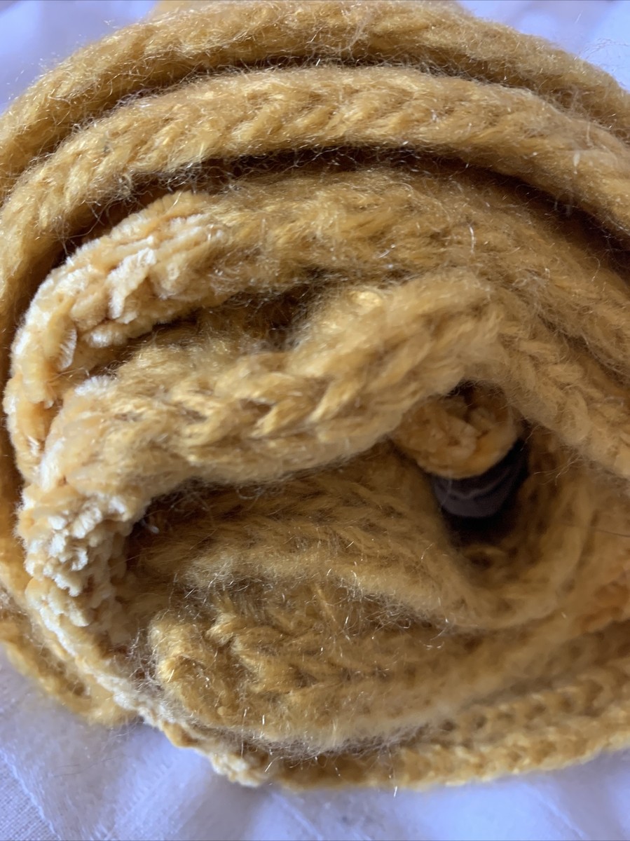 INC Chenille Striped Arrow Stitch Muffler Scarf Mustard