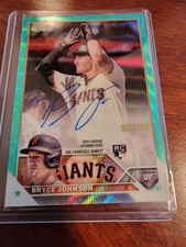 2023 Topps Chrome Aqua Wave Auto Bryce Johnson - San Francisco Giants RC /199