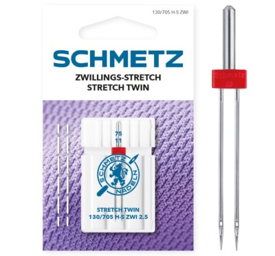 Schmetz Zwillingsnadel Stretch 130/705 H-S ZWI  2,5/75 Twin Needle 2,5 mm breit
