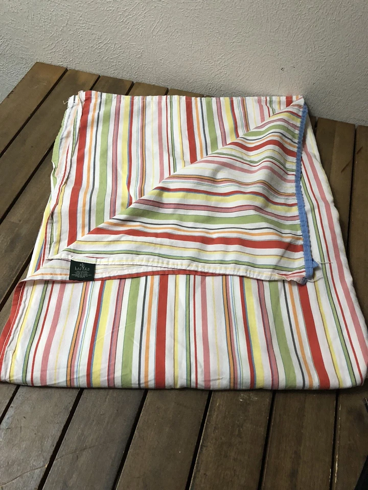 "Sábana plana de tamaño completo a rayas Ralph Lauren Harbor View 80x94"" multicolor VNT Foto 2 de 4