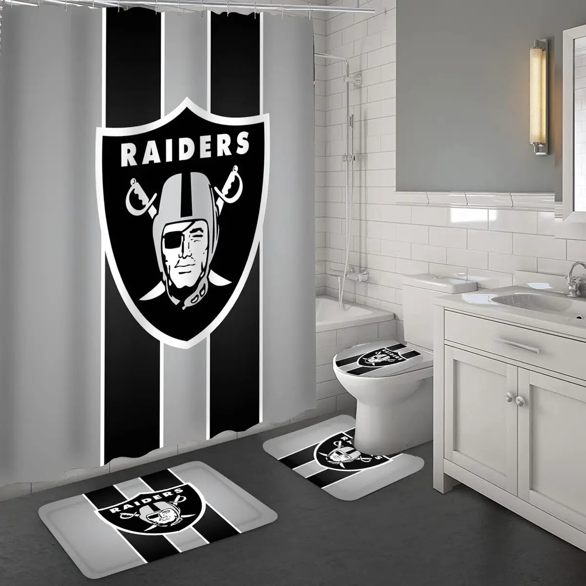 Las Vegas Raiders ver4 Logo Waterproof Bathroom Sets, Shower
