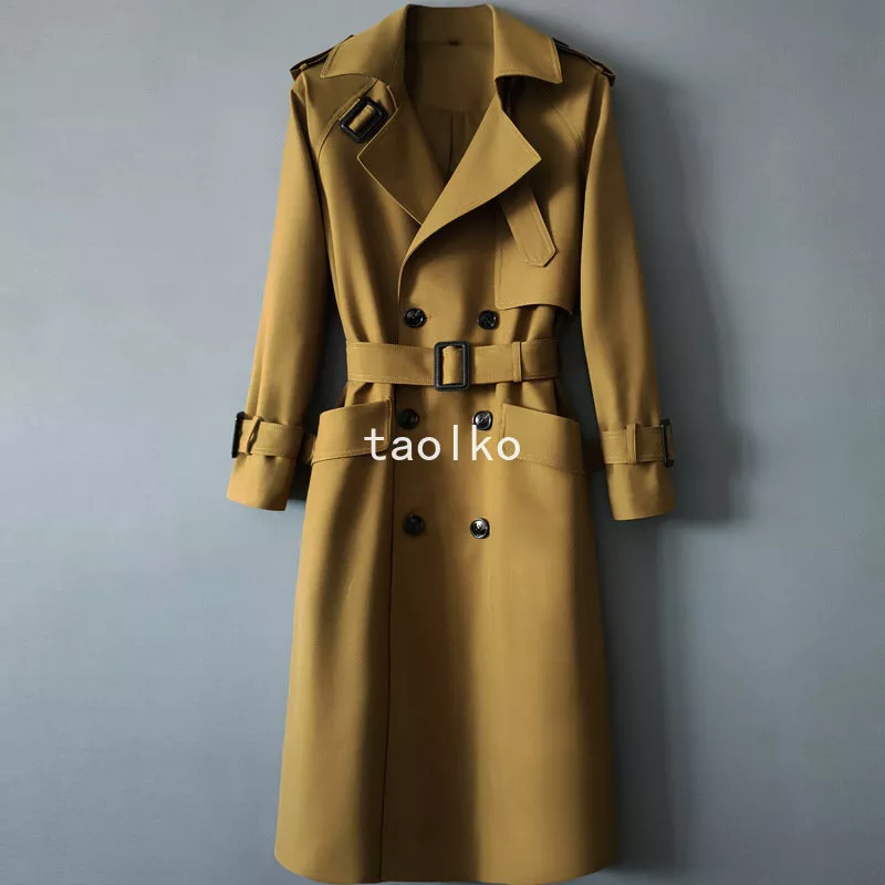 Mens double breasted overcoat knee cheap length