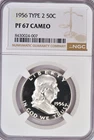 1956 Franklin Half Dollar Proof NGC PF 67 CAMEO PR 67 CAM Frosty Silver Coin 50C