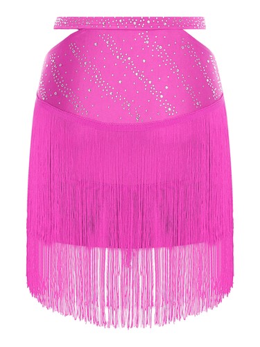 Women Skirt Tiered Dancewear Fringed Costume Soft Tassels Jazz Shiny Cha-Cha - Picture 48 of 61