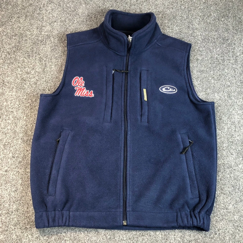 Drake Waterfowl Ole Miss Rebels Fleece Vest Navy Blue Youth S - Image 2 of 4