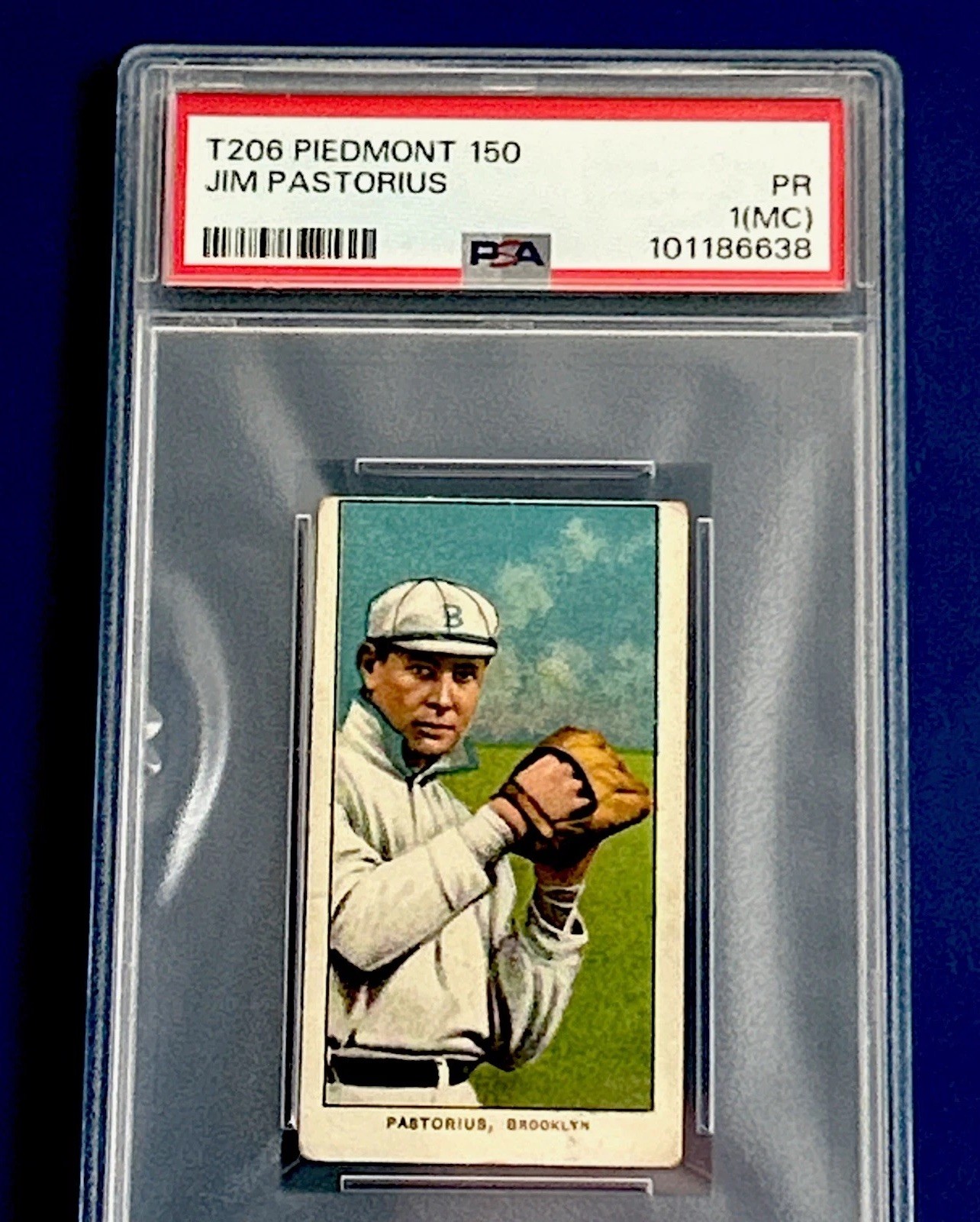 1909 - 11  T206. JIM PASTORIUS Piedmont 150 Baseball Card BROOKLYN DODGER star