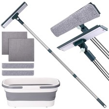 Window Cleaning Kit Tool with Storage Bucket,Window Washing Kit with Extensio...