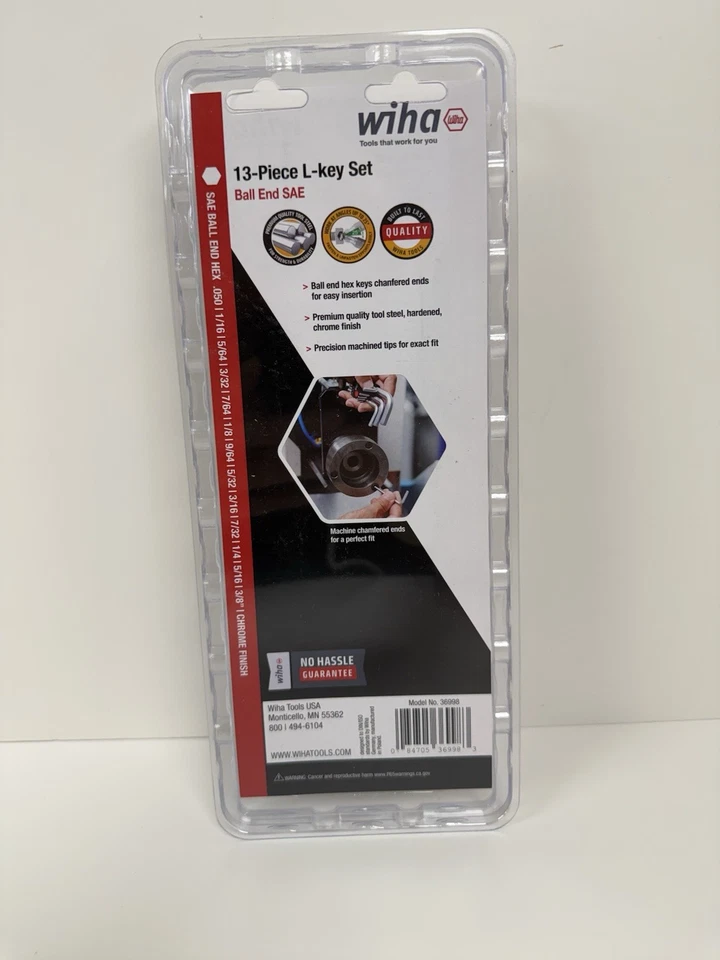 Wiha Tools SAE 13 Piece L-Key Set Ball End - Standard 36998 New - Image 4 of 4