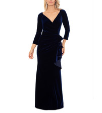 Xscape Petite Ruffled Long-Sleeve Velvet Gown MSRP $269 Size 16P # 1B 2904 Blm