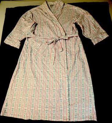 Lanz of Salzburg Flannel Robe Size 3X Women Pink Blue Floral Cottagecore 51  Lng