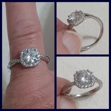 GORGEOUS Sterling Silver CZ Engagement Ring, 925 CZ Wedding Band, Size 8