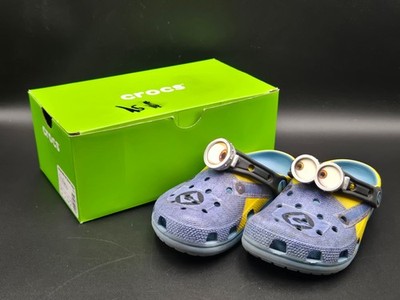 Crocs Boys J2 Classic Clogs Minions Despicable Me Blue Yellow Goggles Slip On