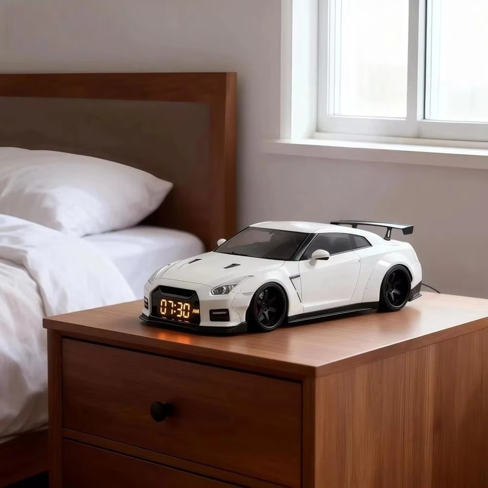 Sports Car Alarm Clock Model | Car Lover Gift, LED Engine Sound Desk Clock, Gara
