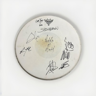 Shinedown Stage Used Drumhead, Brent Smith, Eric Bass, Barry Kerch, Zach Myers !