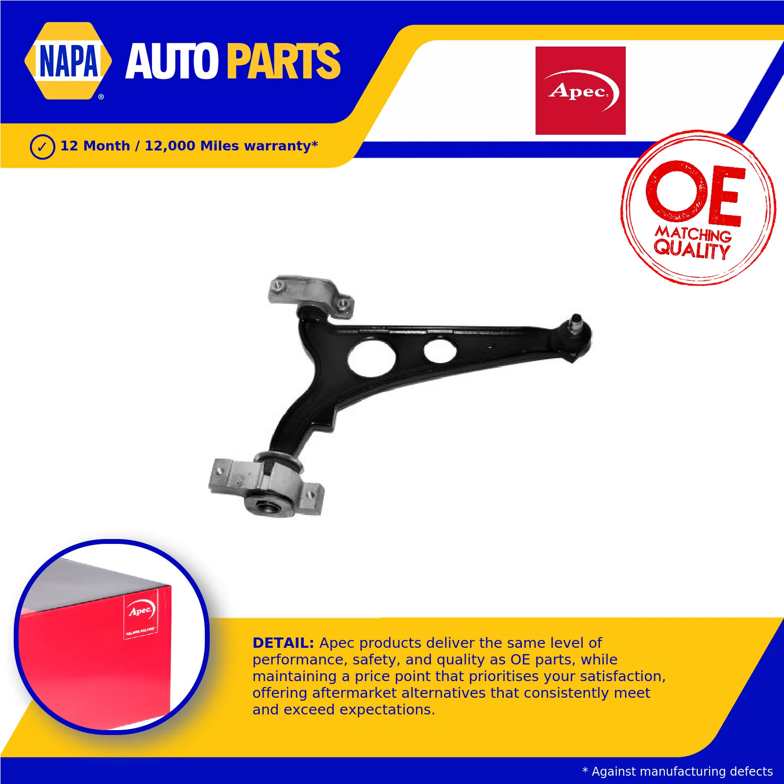 Wishbone / Suspension Arm fits FIAT MULTIPLA 186 1.6 Front Right 99 to 10 Apec